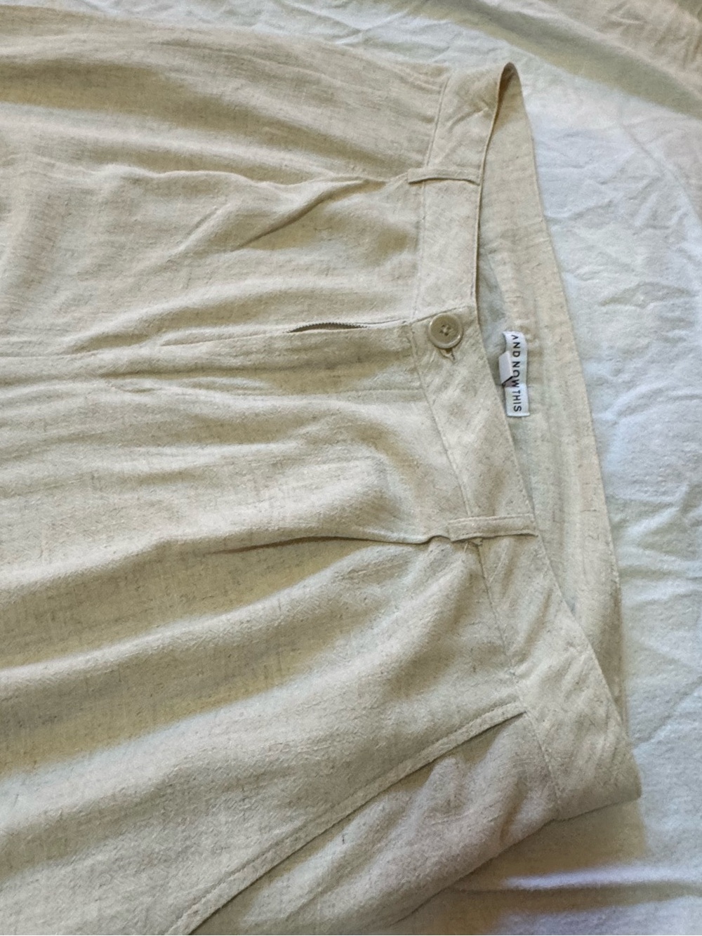 AND NOW THIS Women’s 2X Wide Leg Linen Blend Pants Ivory Natural Boho - Picture 5 of 11